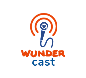 Hier gehts zum Podcast! Das Logo des Wundercast ein Mikrofon mit dem Wundernetzsymbol aus dem kreisförmige Wellen ausgesendet werden.